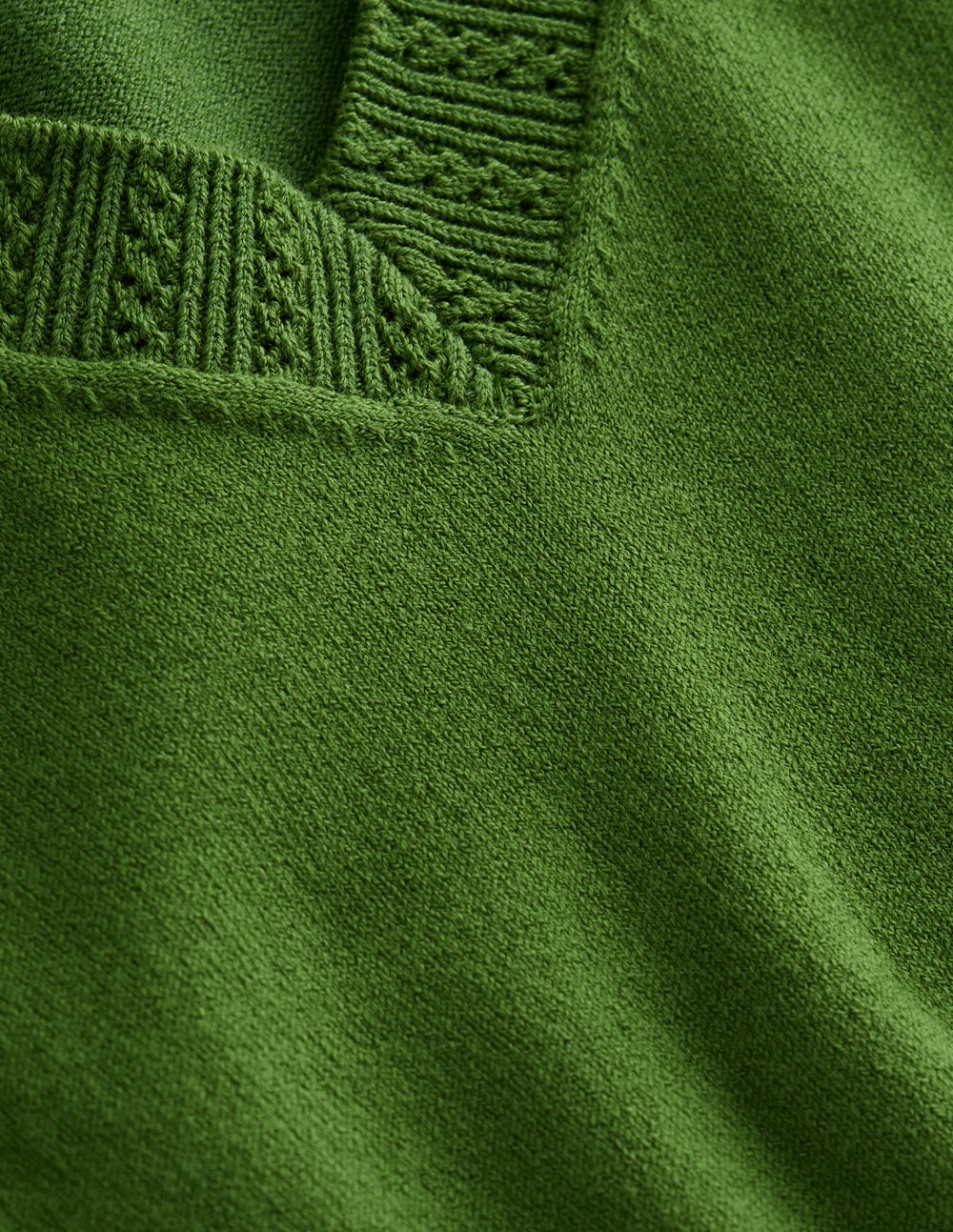 Emilia Cotton V Neck Sweater-Promenade Green