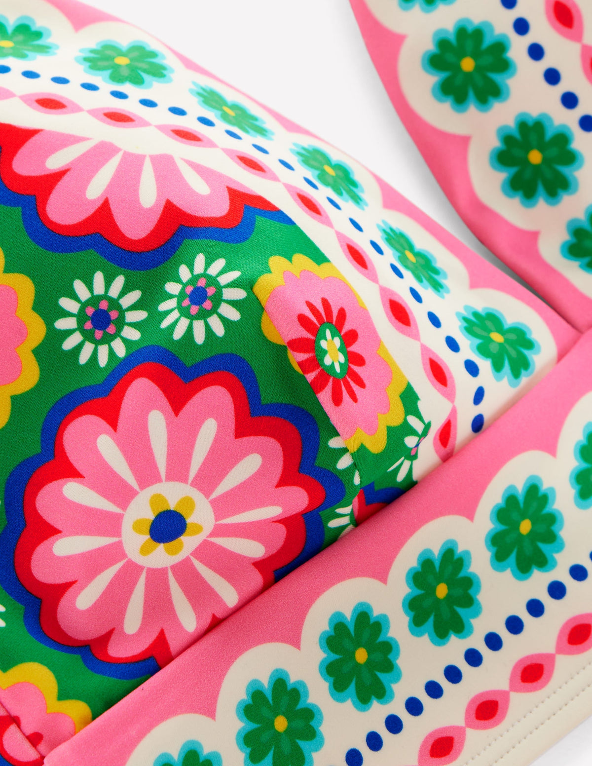 Porto V-neck Bikini Top-Multi, Flower Tile