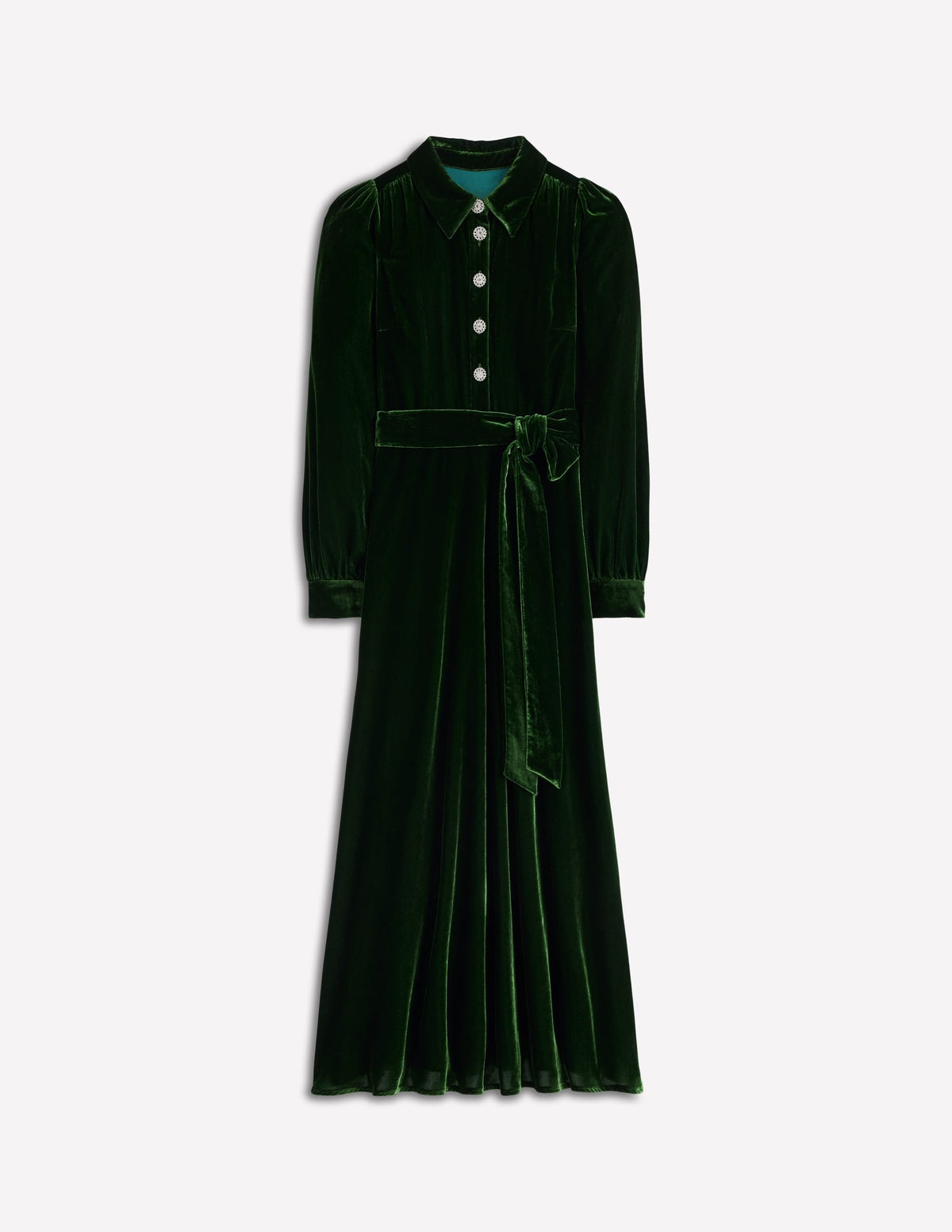 Vivienne Velvet Midi Dress-Green Fir