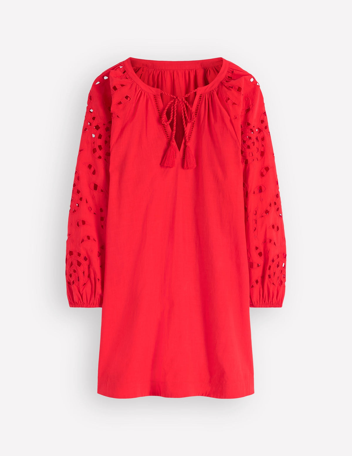 Embroidered Sleeve Kaftan-Red Embroidery