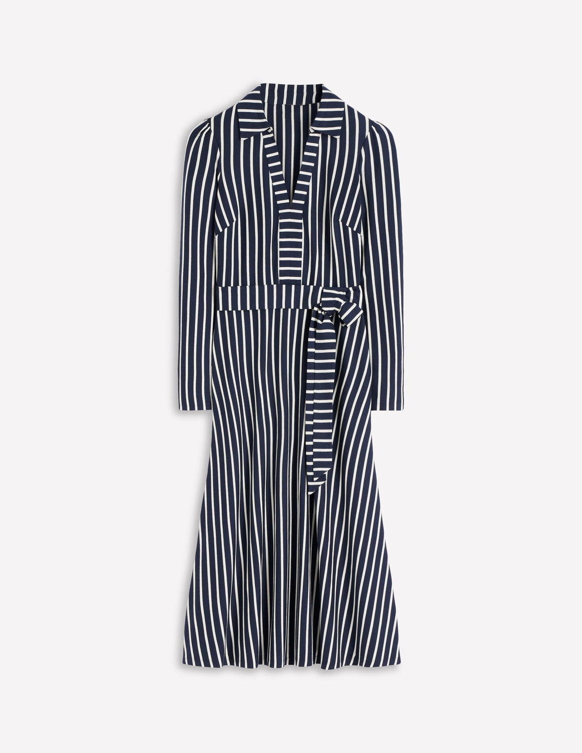 Imogen Collared Jersey Dress-French Navy and Ivory Stripe