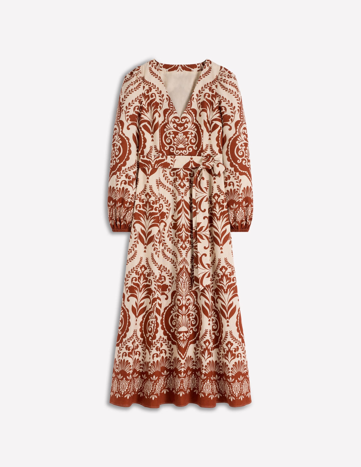 Florence Linen Blend Dress-Orange, Ornamental Garden