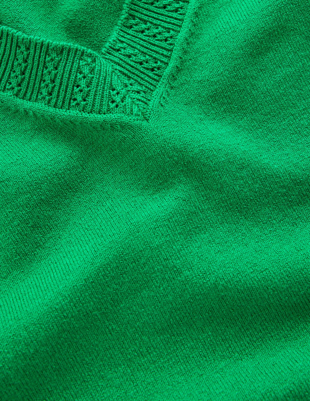 Emilia Cotton V Neck Sweater-Rich Emerald