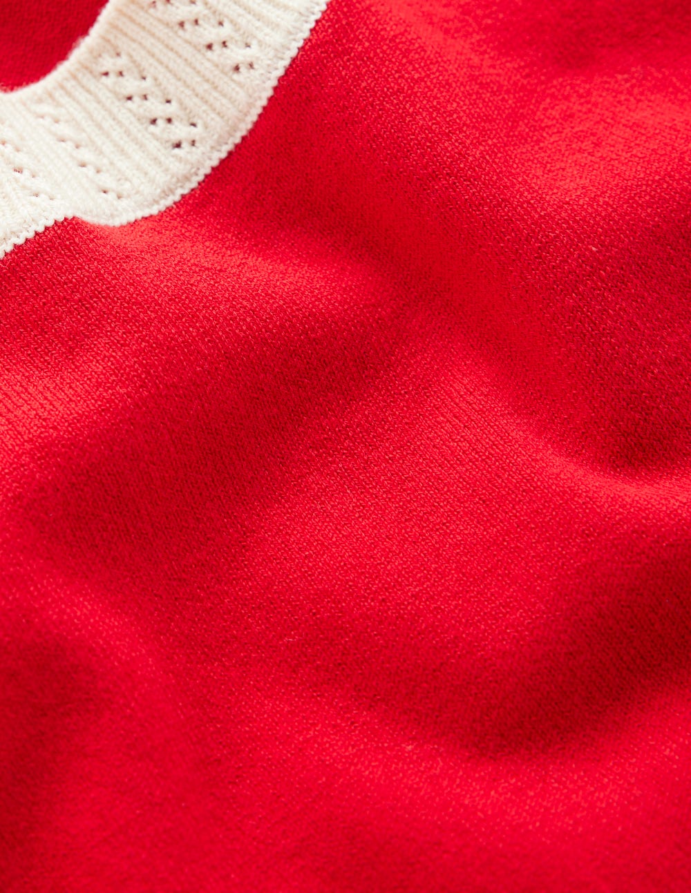 Emilia Cotton Crew T-shirt-Merida Red, Ivory