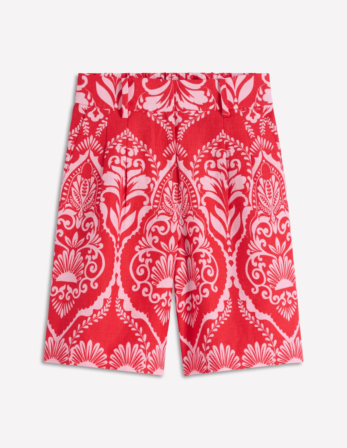 Kensington Linen Shorts-Poppy Red, Ornamental Garden