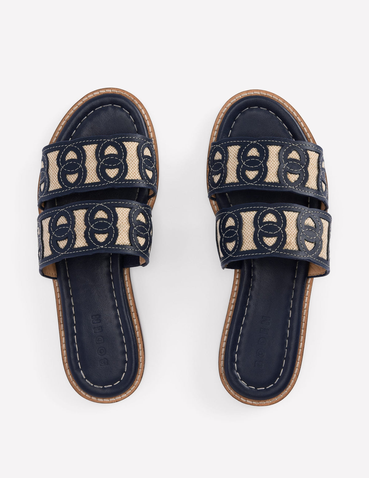Interlocked Flat Sandal-Navy