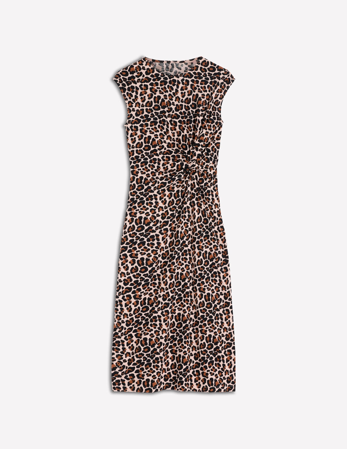 Delilah Twisted Midi Dress-Almond Milk, Cheetah Pop