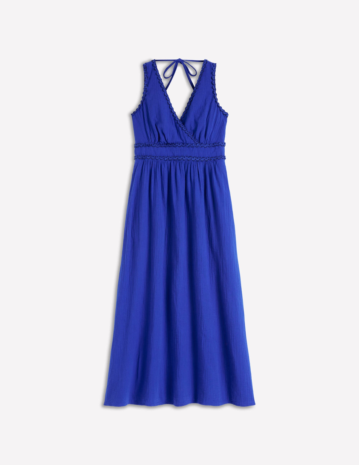 Lorna Trim Double Cloth Dress-Bright Blue