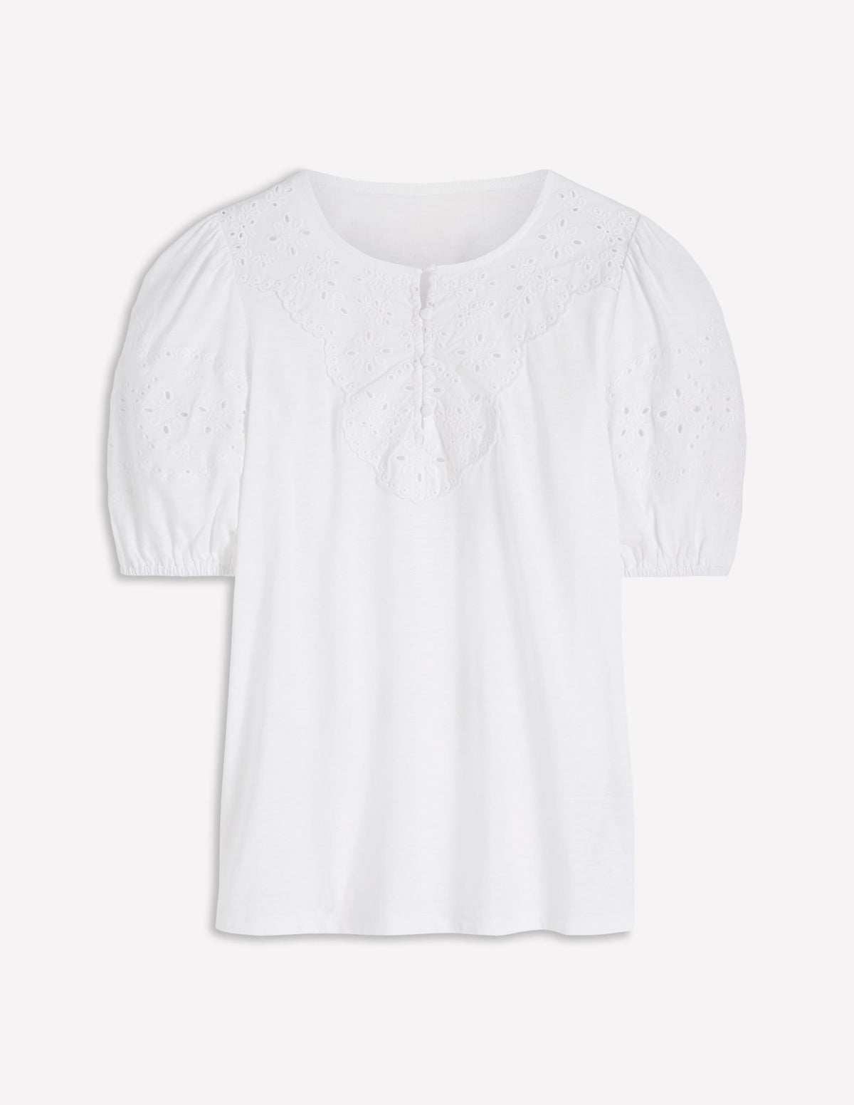Ada Broderie Mix Top-White