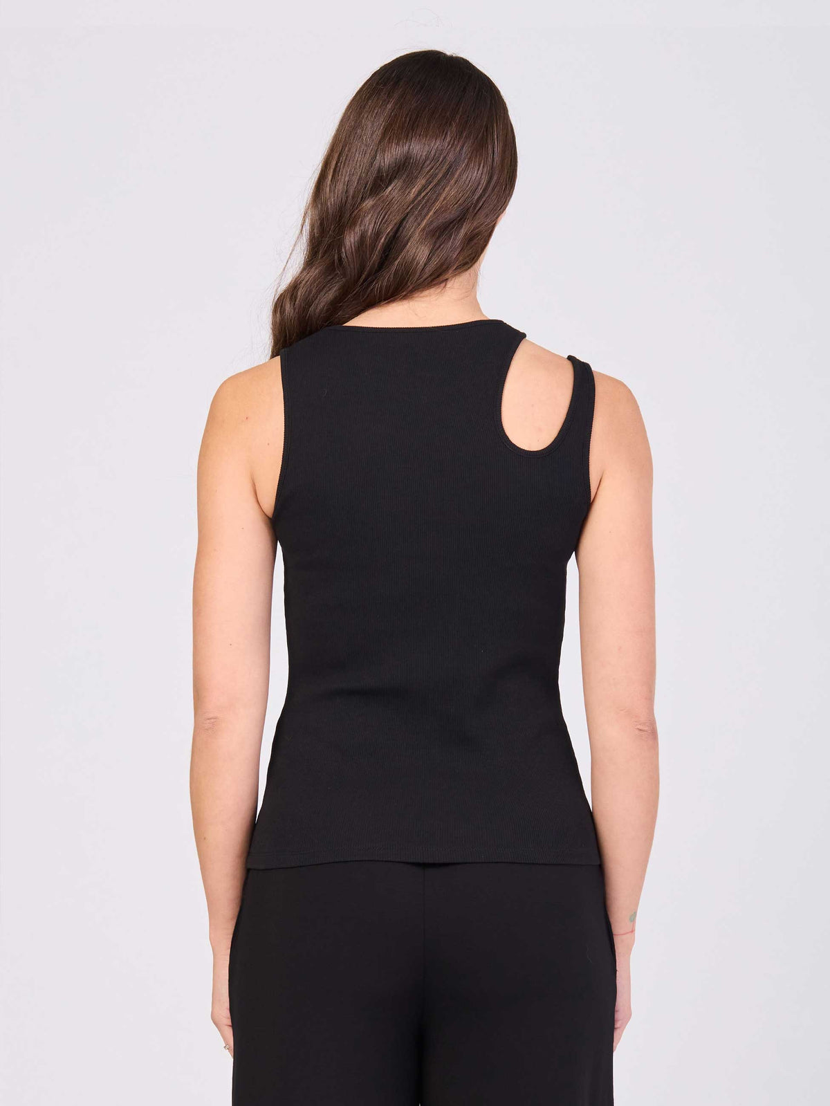 Cut Out Rib Tank - Black