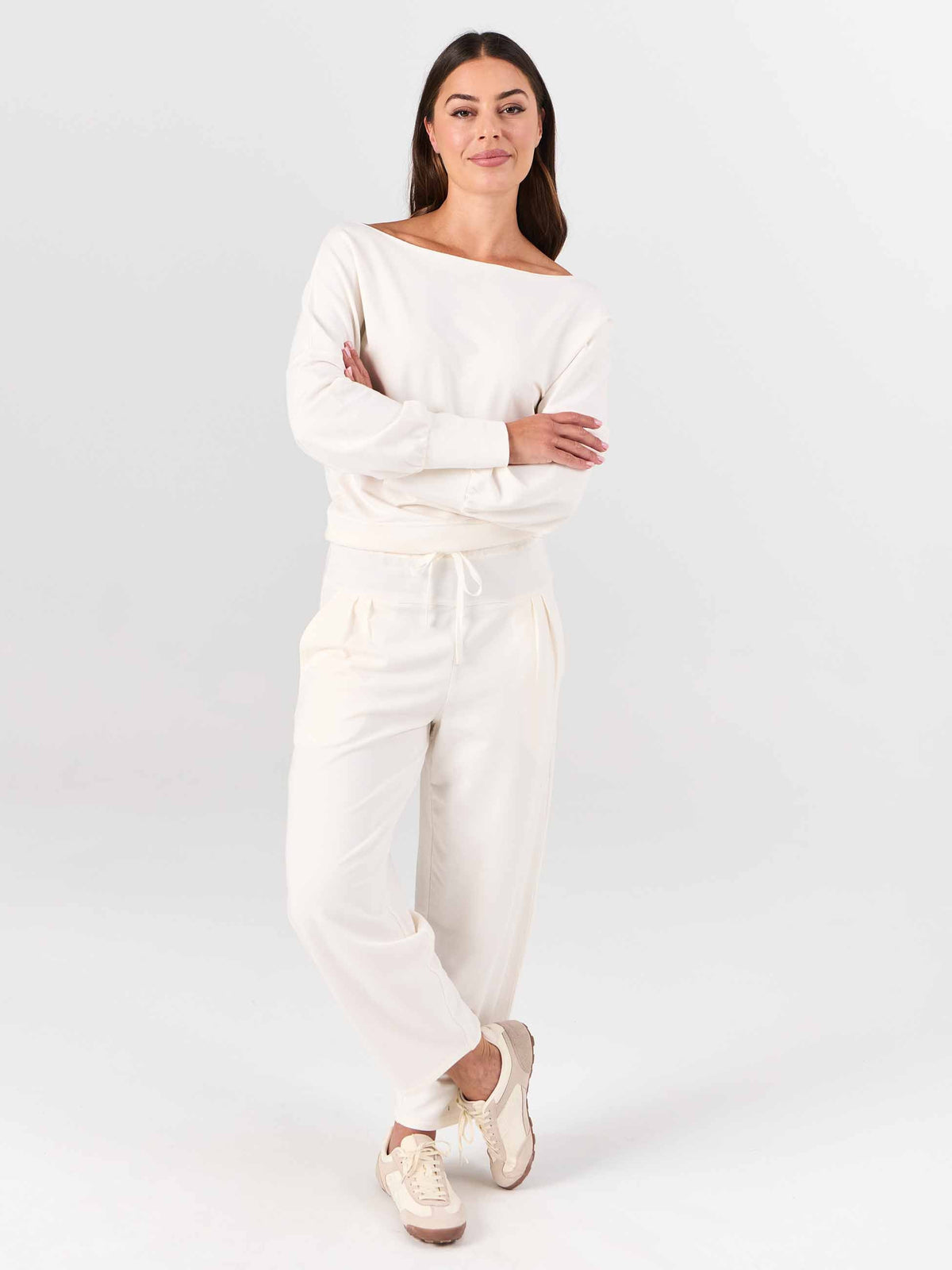 Kyoto Ankle Length French Terry Jogger - Soft White