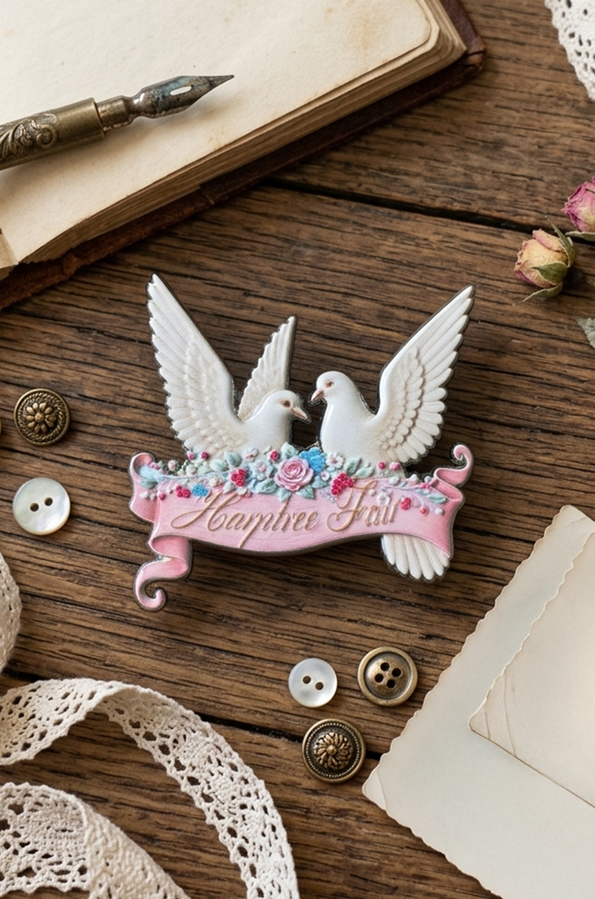 Harptree Village Follies Brooch (Doves)