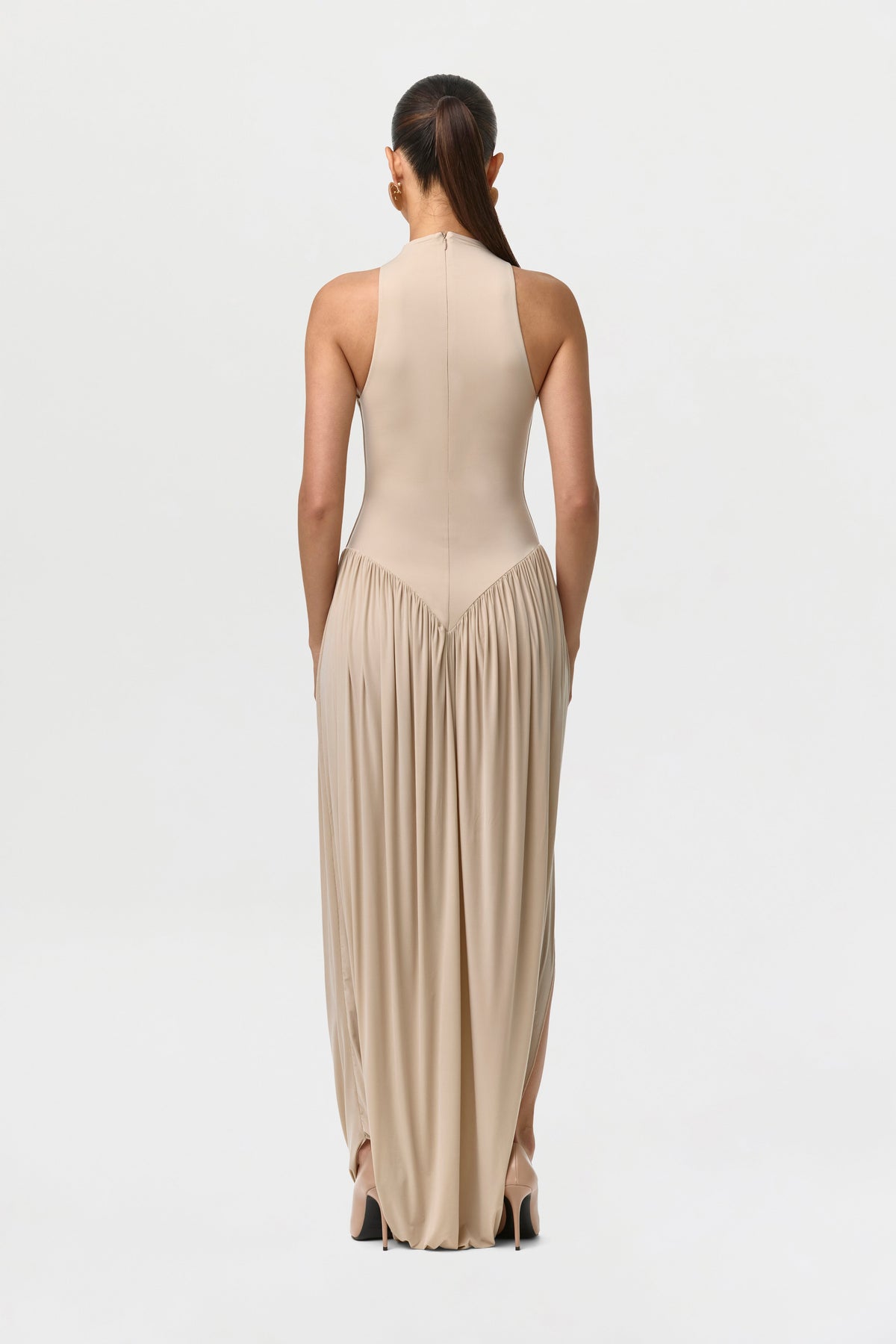 Naked Sleeveless Draped Midi Dress