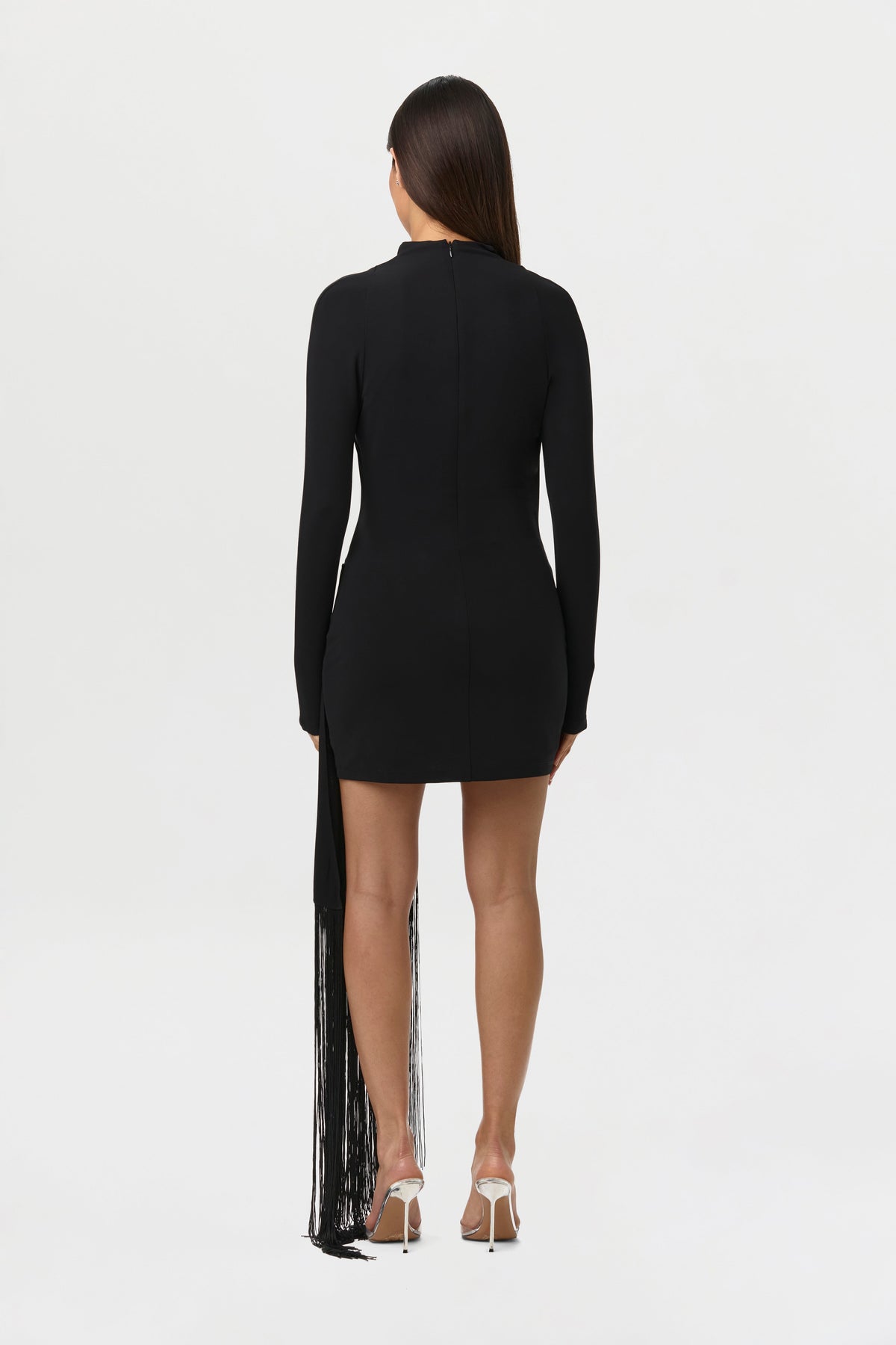 Draped Fringe Mini Dress