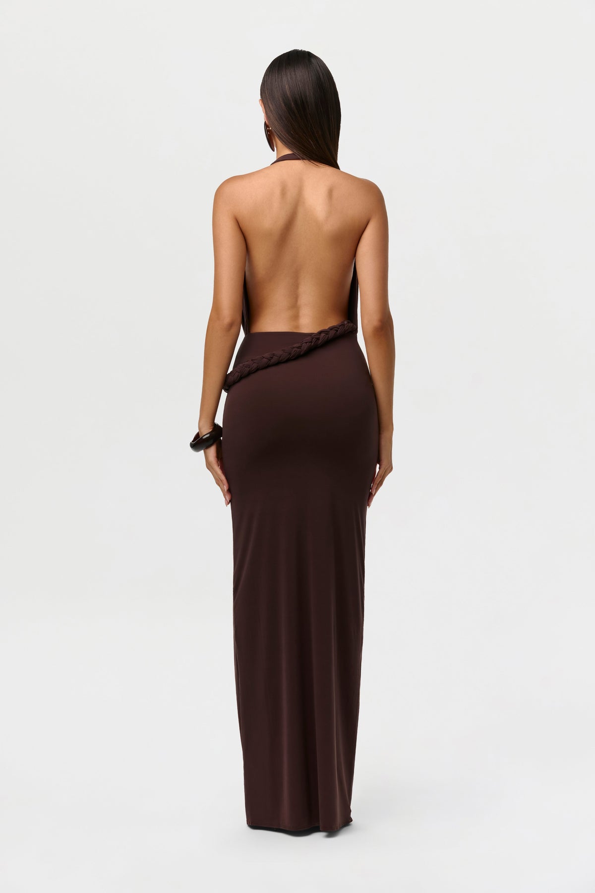 Naked Halter Braid Maxi Dress