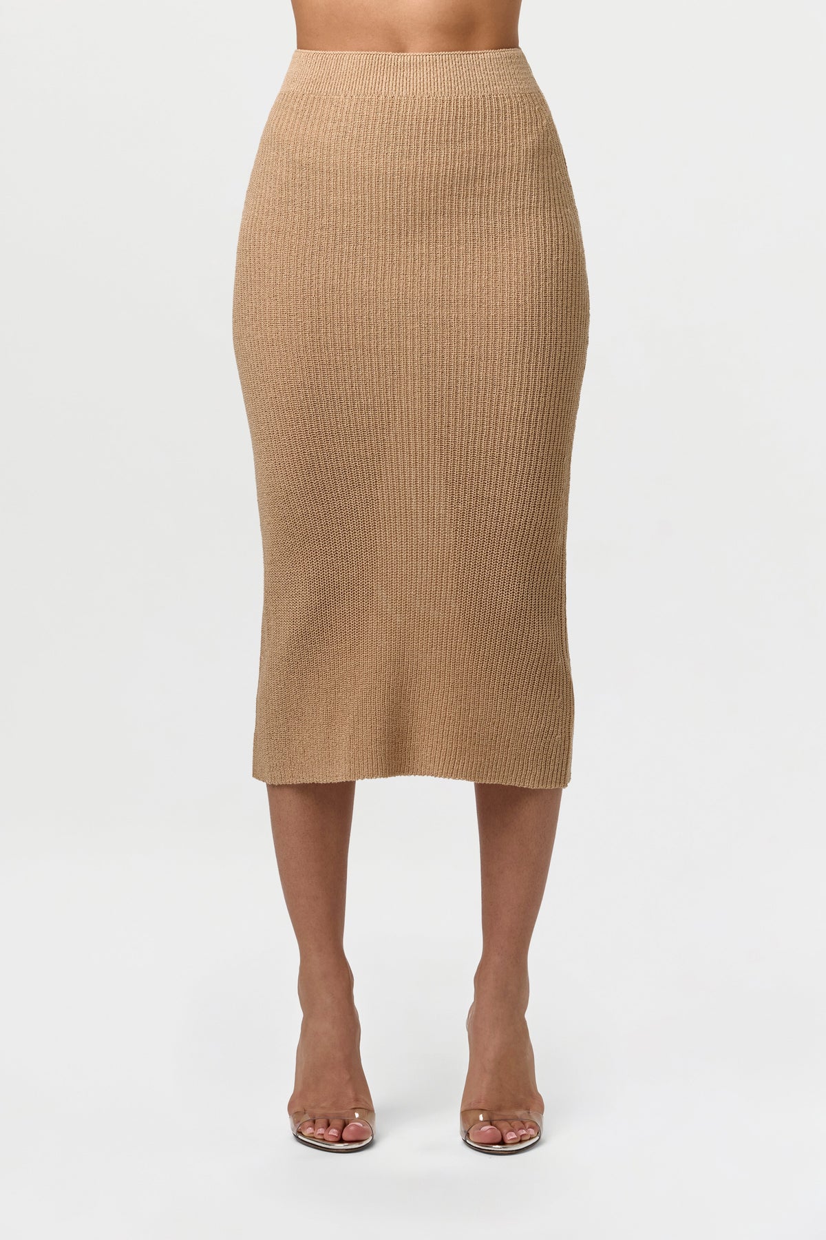 Knit High Waist Midi Skirt