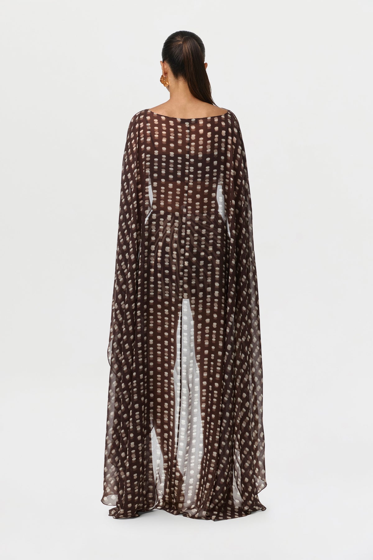 Chiffon Print Cape Crop Top