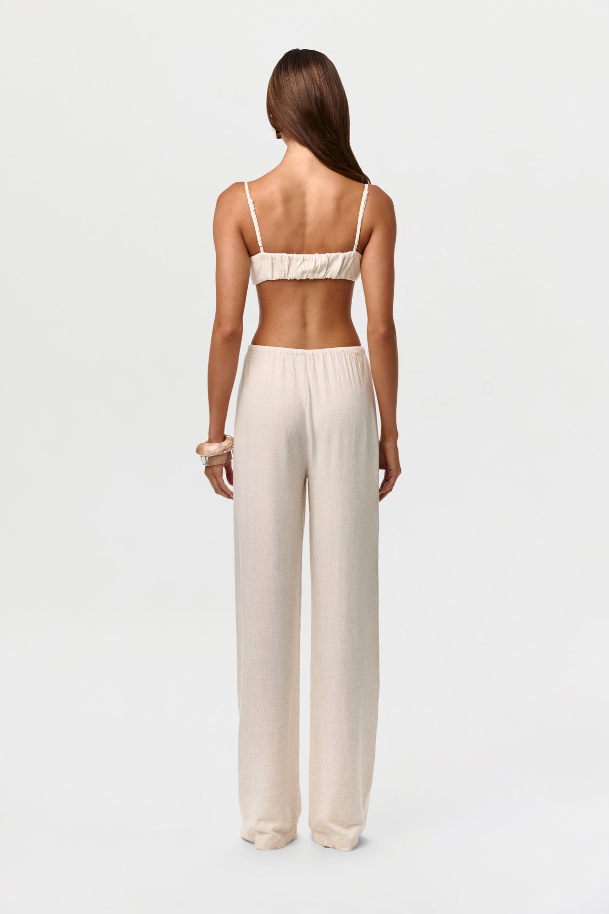Linen Shirred Bra Top