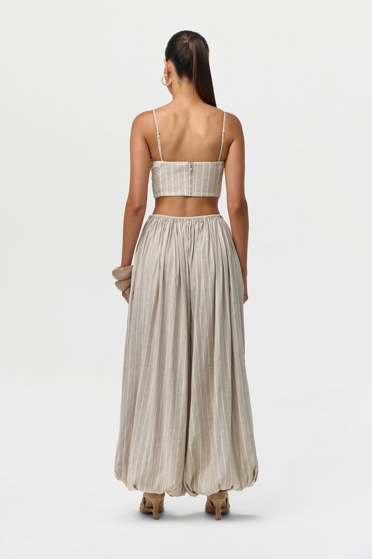 Linen Pinstripe Balloon Pants
