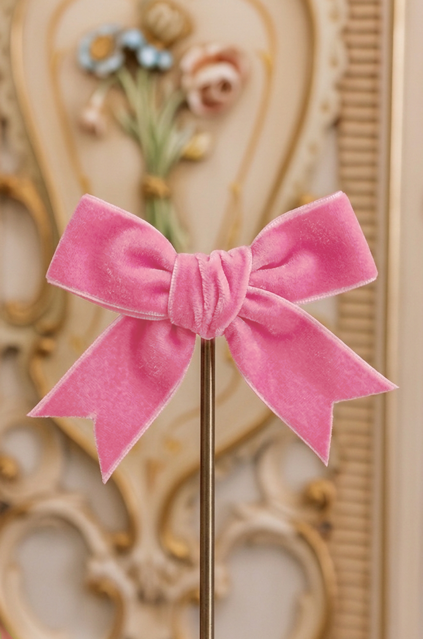 D'Amour Follies Petite Velvet Hair Bow (Flamingo Pink)