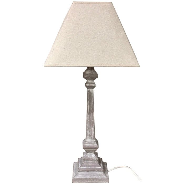 Alnwick Wooden Table Lamp with Neutral Shade Lighting