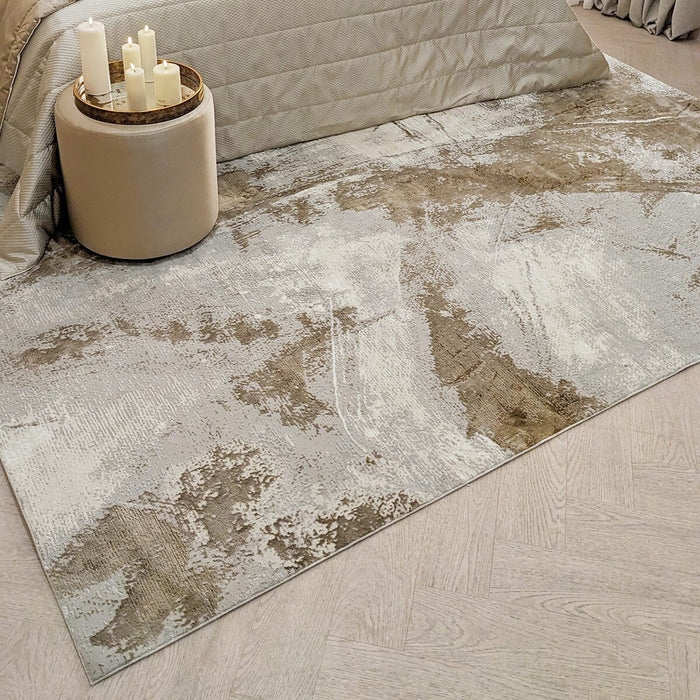 Biscotti Luxury Abstract Cream & Mink Metallic Rug Textiles
