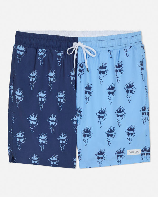 Goat USA Boys' Color Block Printed Bathing Suit Apparel Goat USA Navy/Carolina Blue Youth XSmall