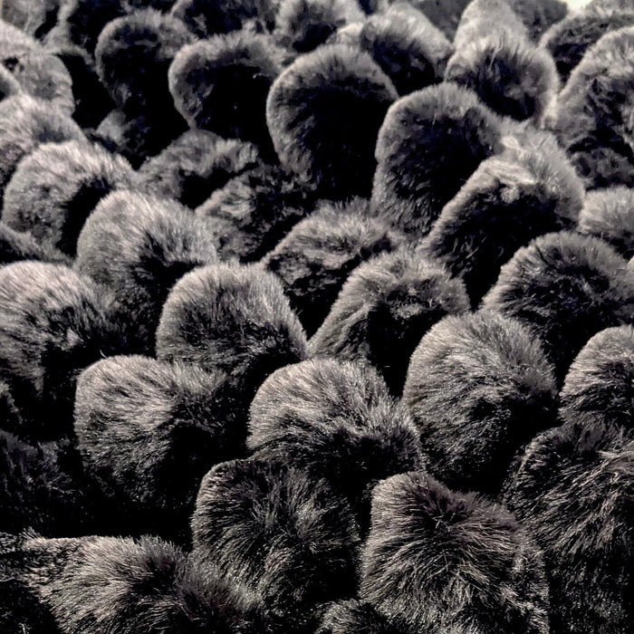 Isla Black Chunky Ribbed Faux Fur Throw Textiles