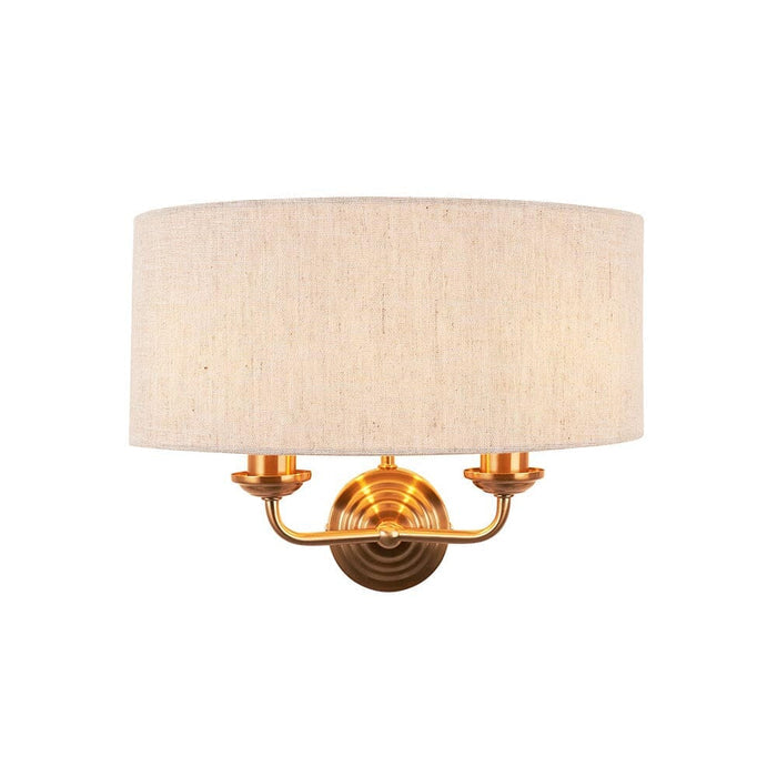 Juniper 2 Light Brass Wall Light with Neutral Shade Lighting