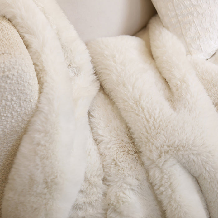 Lili Extra Thick Faux Fur Cream Throw Throw