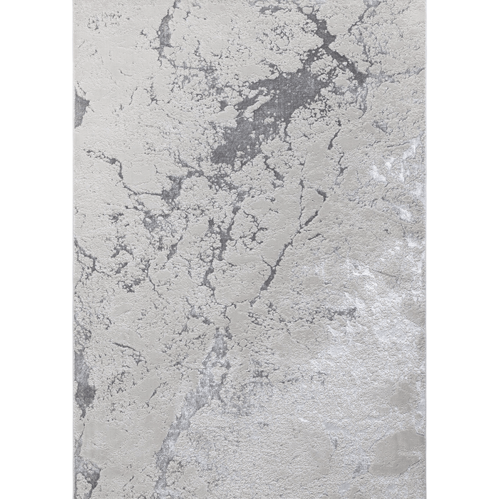 Nebula Cream & Metallic Silver Marble Velvet Rug Rug