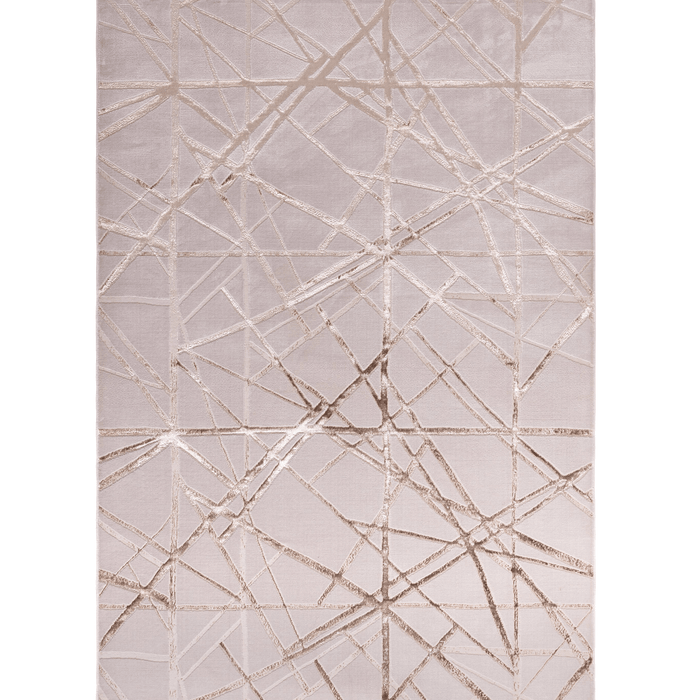 Saints Metallic Gold & Cream Geometric Velvet Rug Rug