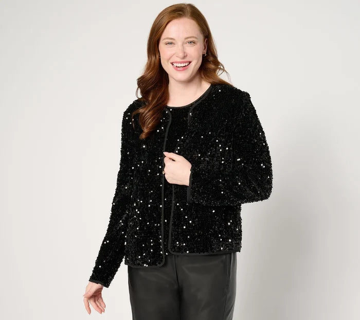 Sequined Velvet Blazer