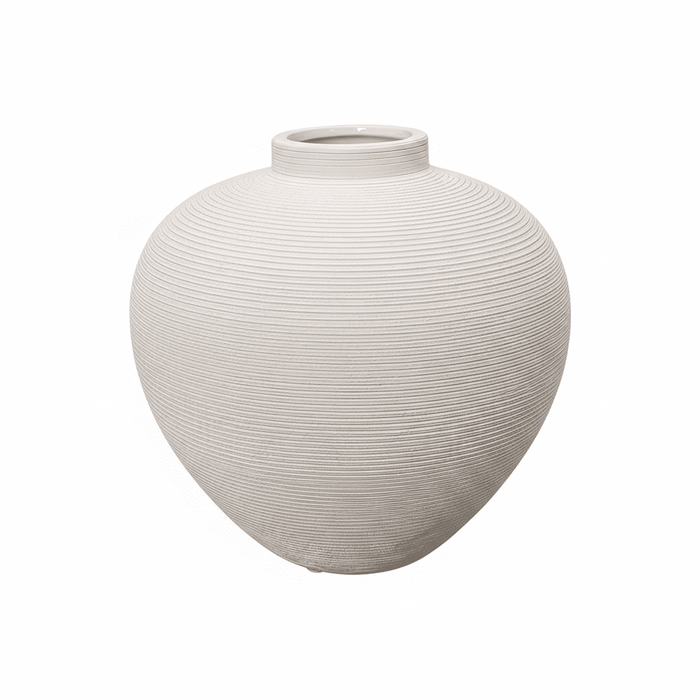 Solis Medium Rounded Stone Ceramic Neutral Vase Accessories