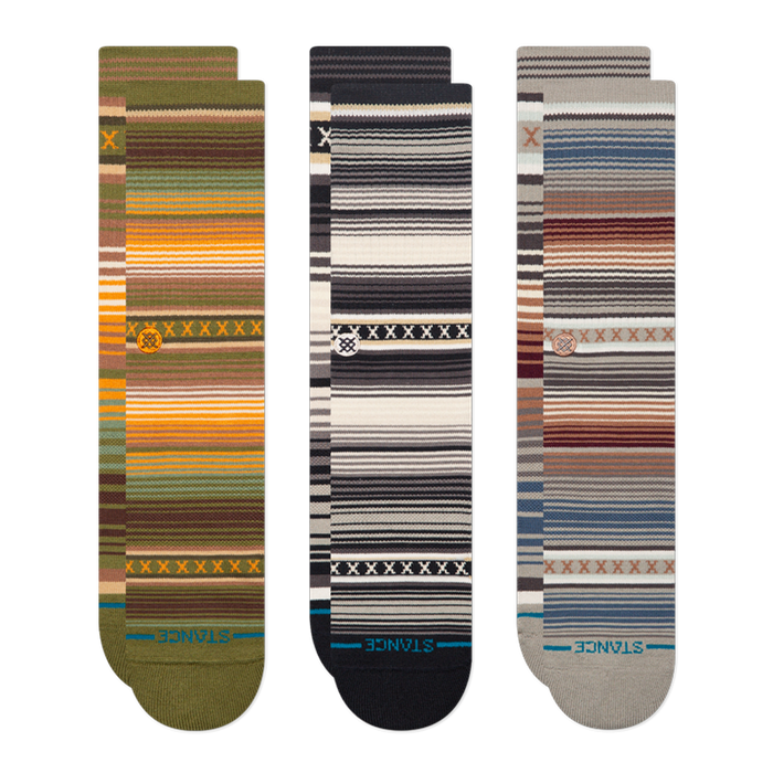 Stance Curran 3 Pack Crew Socks Apparel Stance Green Medium