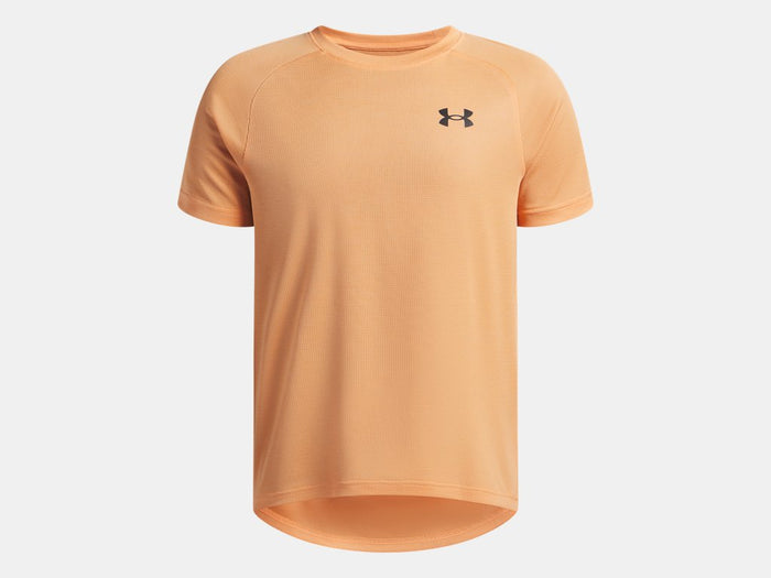 Under Armour Boys' Tech Textured Short Sleeve Apparel Under Armour Orange Bloc/Black-870 Small