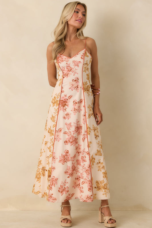 Feeling Like Yourself Rose Pink Floral Print Cotton Maxi Dress