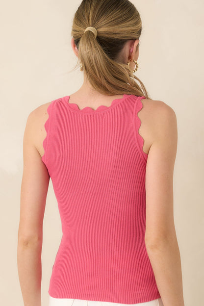 Prosperina Shay Azalea Pink Scallop Cotton Tank