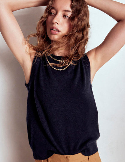 Eva Cashmere Vest-Navy