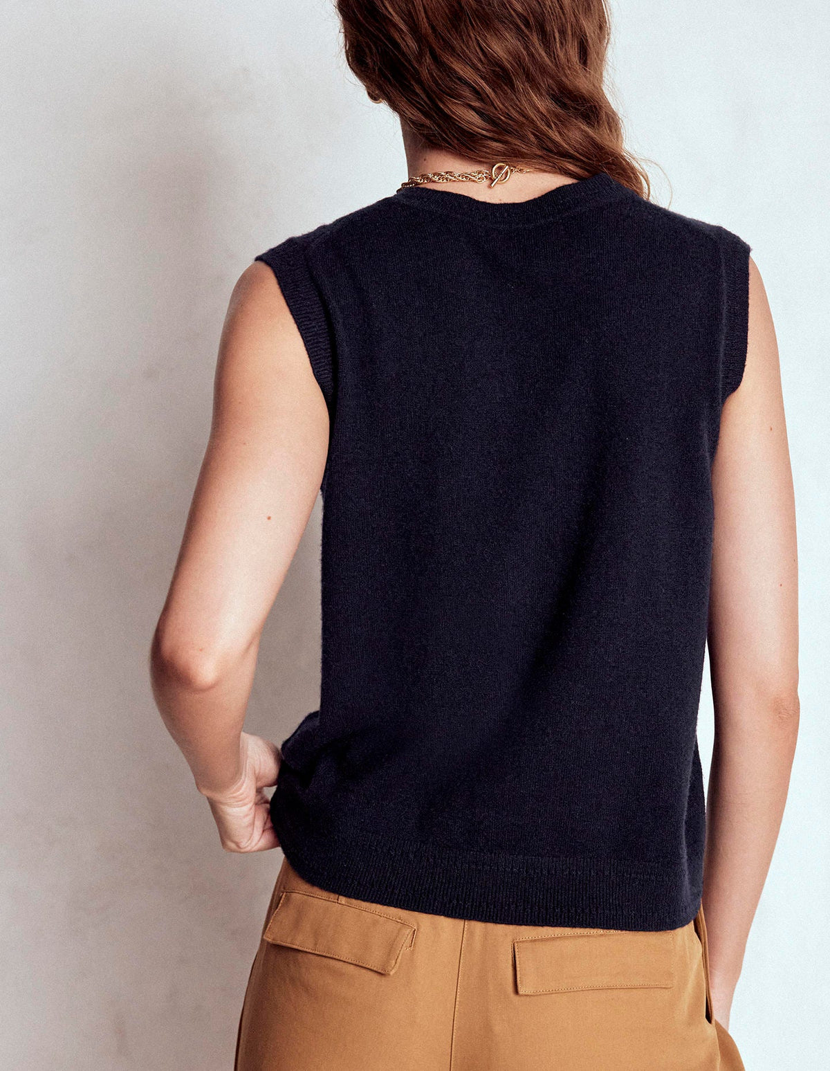 Eva Cashmere Vest-Navy