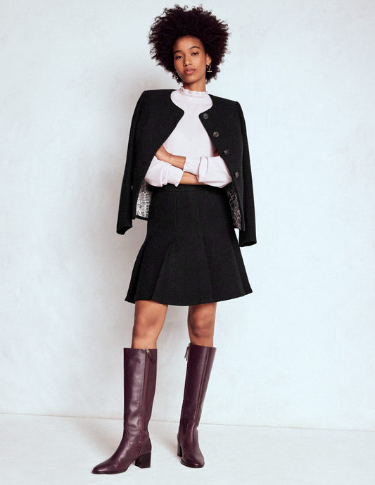Flippy Textured Skirt-Black