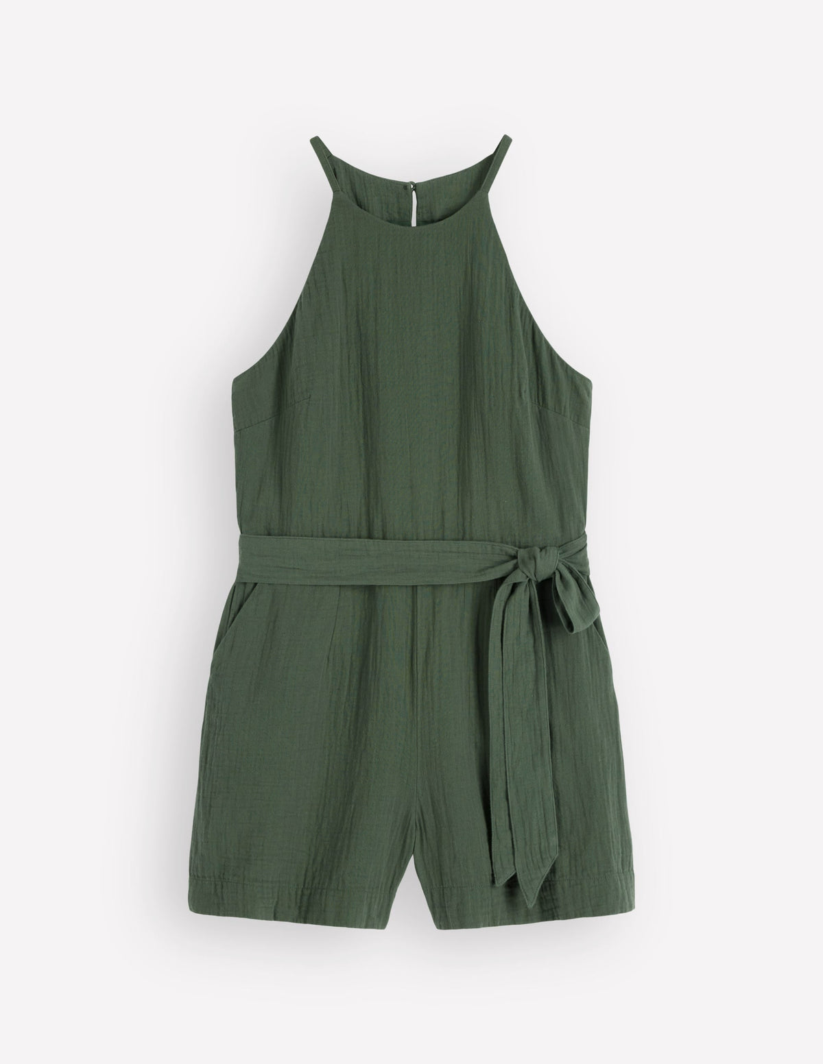 Rosa Double Cloth Playsuit-Hunter Green