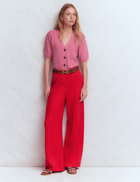Hayley Cotton V-neck Cardigan-Dusty Rose