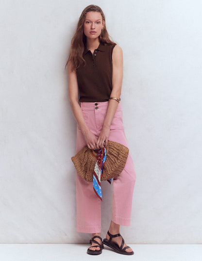 Chloe Henley Knitted Tank-Bitter Chocolate