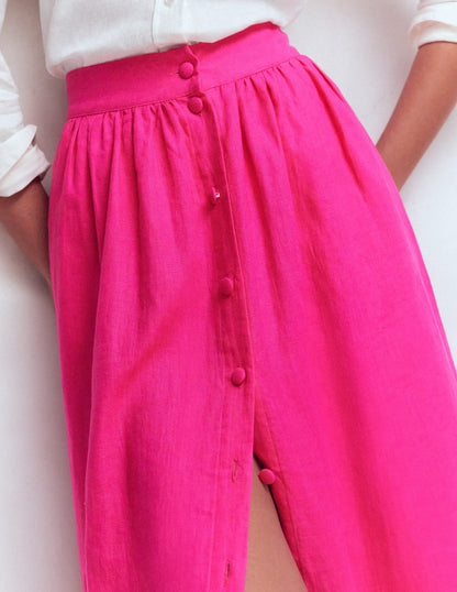 Emma Linen Maxi Skirt-Pink Peony