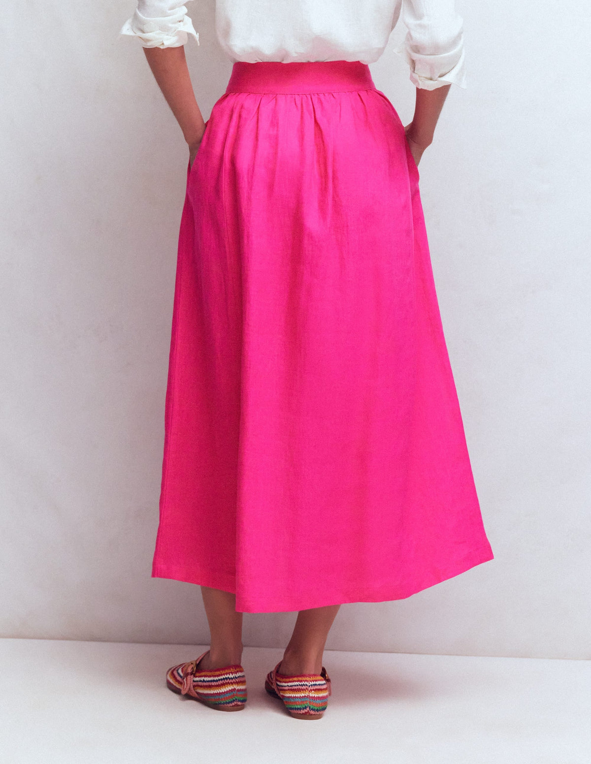 Emma Linen Maxi Skirt-Pink Peony