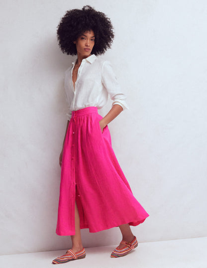 Emma Linen Maxi Skirt-Pink Peony