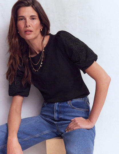 Tape Lace T-shirt-Black