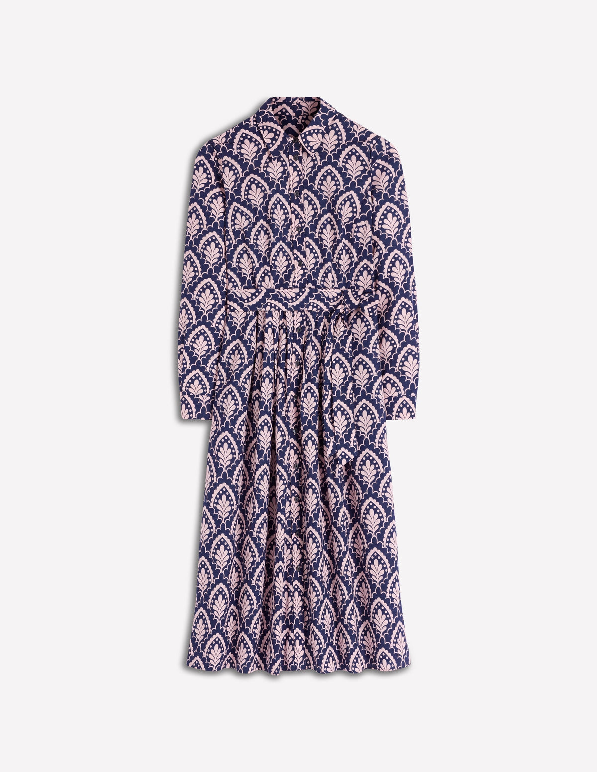 Alexa Cotton Midi Shirt Dress-Navy Petal Terrace