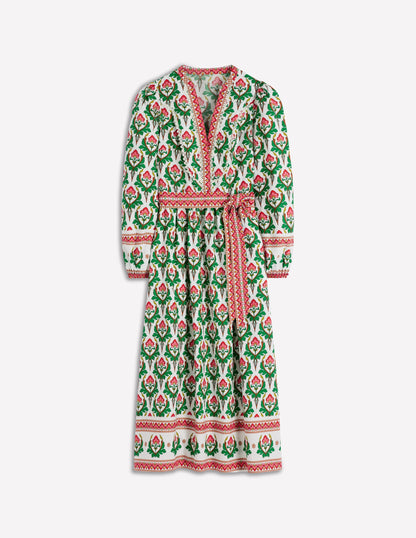 Cary Cotton Midi Dress-Multi, Ornamental Stamp